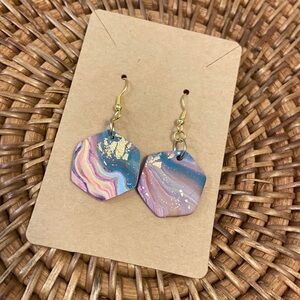 Beautiful octagon shape polymer clay handmade earrings